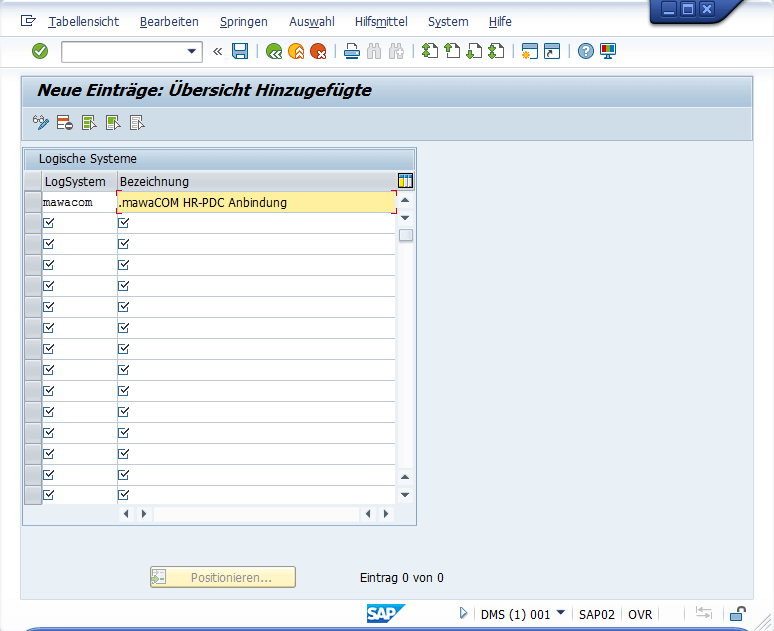 Transaktion BD 54 – Logische Systeme benennen