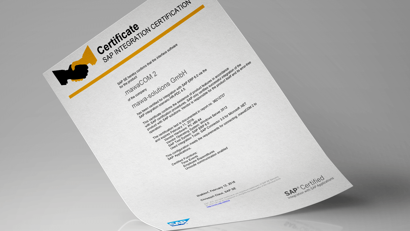 .mawaCOM v2 SAP zertifiziert